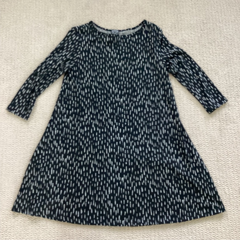 CLARA SUNWOO Black and White A-line Dress with 3/4 Sleeves